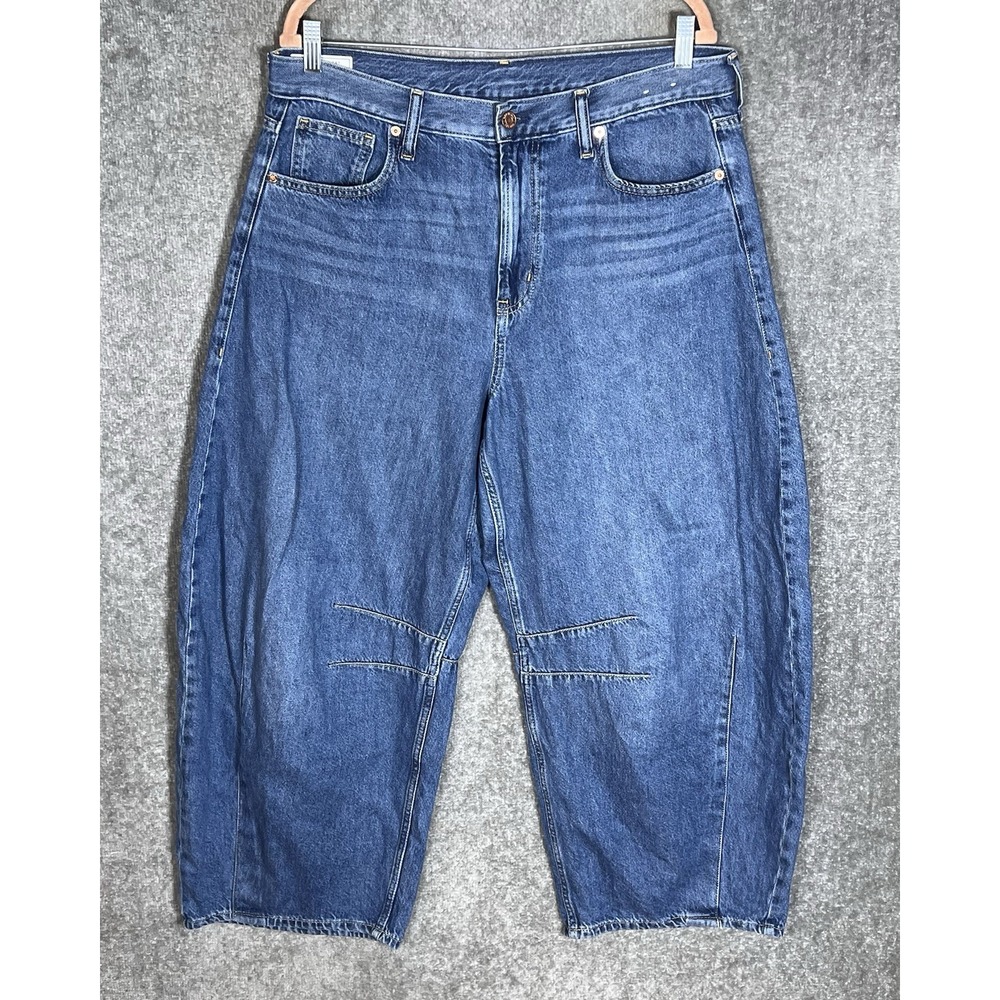 Gap Horseshoe High Rise Jeans Womens Sz 32/14R Blue 5 Pocket Baggy Barrel Leg